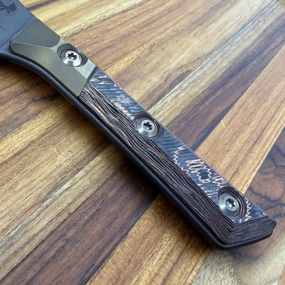 Microtech Signature Series Culinary 4.2" DLC Santoku w/ Bronze Titanium Bolster & Livewire Carbon Fiber Handle