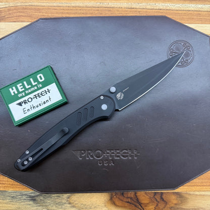Pro-Tech Avalon 4.25" Folding Knife DLC Black w/ Knurled Black Aluminum Handle