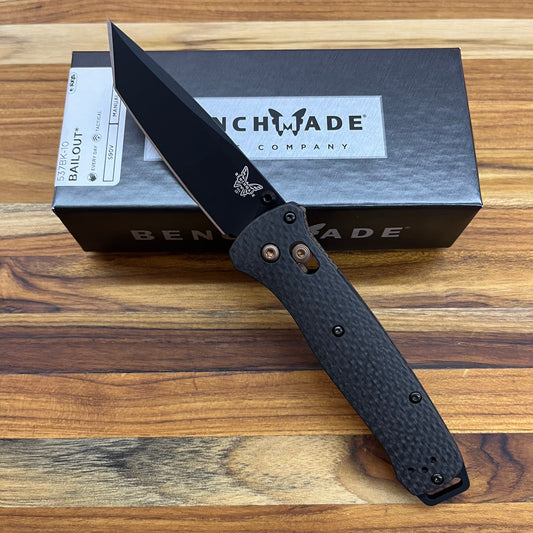 Benchmade Bailout 3.5" Folding Knife w/ Carbon Fiber Handle & Black Blade