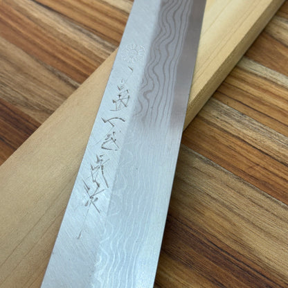 Kikuichi Kasumi Blue Damascus 270mm (10.5") Yanagi w/ Saya and Ebony Handle