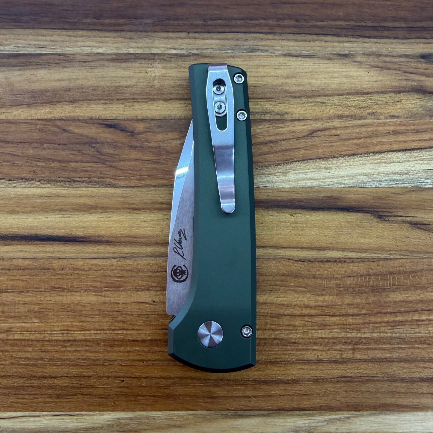 Pro-Tech 2026 Chavez Scapegoat Compact Custom 003 3" Auto w/ Green Aluminum Handle