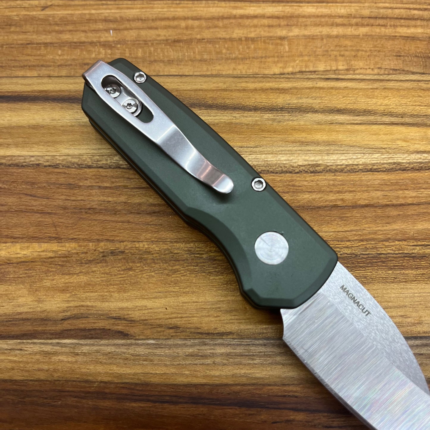 Pro-Tech Runt 5 2" Auto w/ Wharncliffe Blade & Green Aluminum Handle