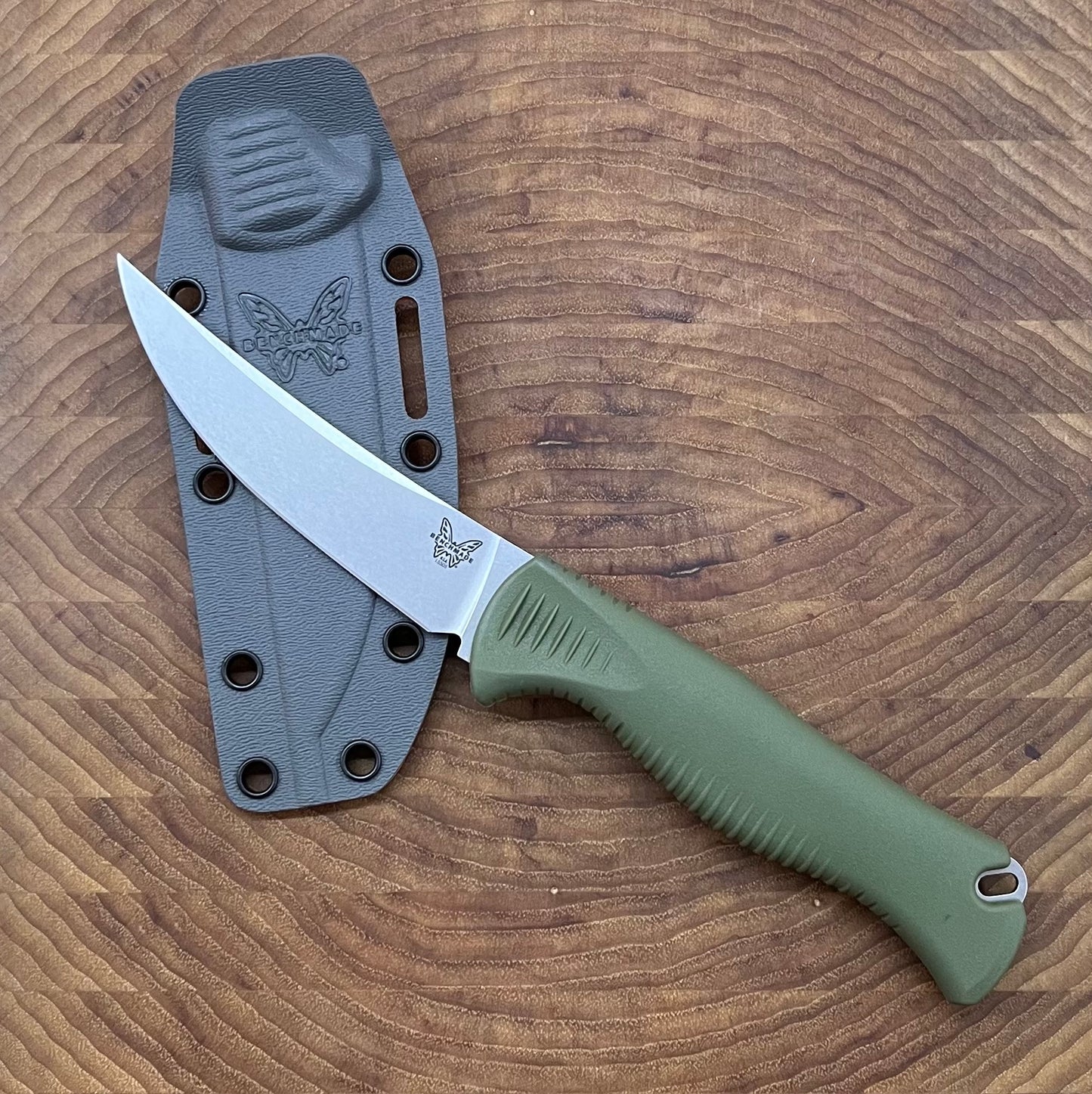 Benchmade Meatcrafter 4" Fixed Hunting Knife w/ Baltaron Sheath & Dark Olive Handle