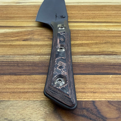 Microtech Signature Series Culinary 4.2" DLC Santoku w/ Bronze Titanium Bolster & Livewire Carbon Fiber Handle