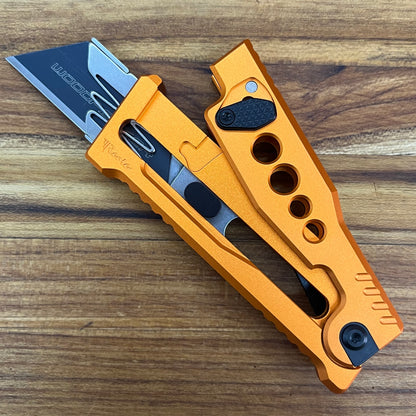 Reate Exo-U Gravity 2.5" Utility Knife w/ Orange Speedhole Handle