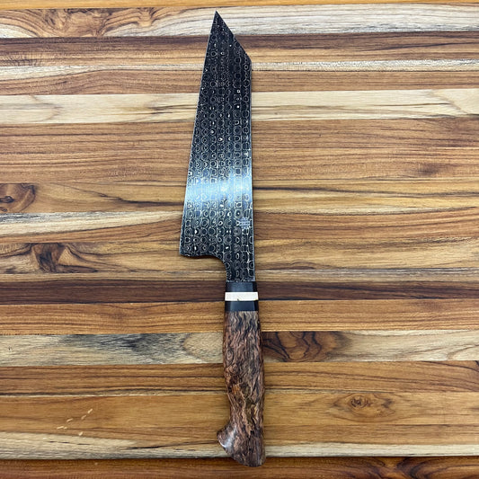HHH Custom Knives 210mm (8.25") K-Tip Chef's w/ Wasp Nest Damascus & Spalted Mango Yo Handle
