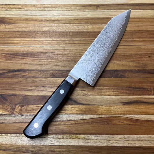 *DISCONTINUED* Kikuichi S33 Damascus 180MM (7”) Santoku w/ K-Tip