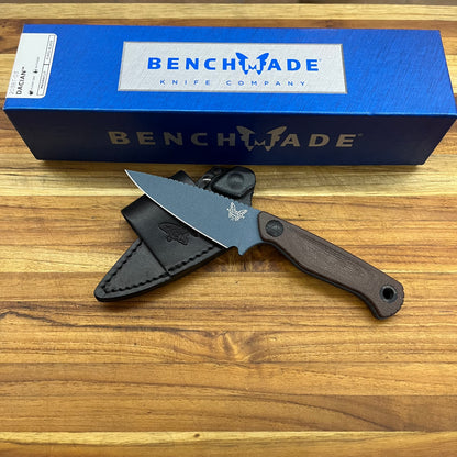 Benchmade Dacian 3.25" Fixed Blade w/ Brown Canvas Micarta Handle & Black Leather/Boltaron Sheath