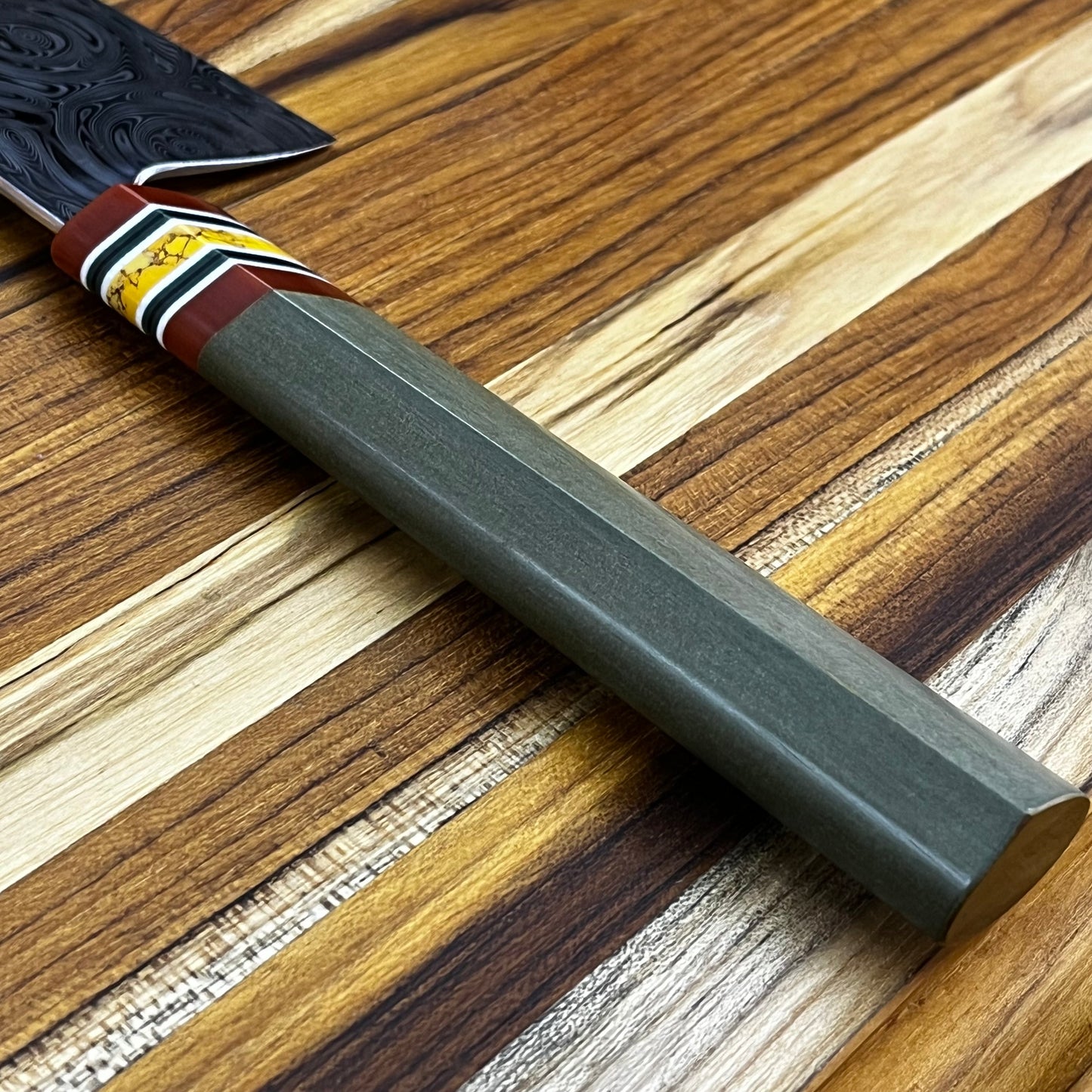 3rd Hill Customs Damasteel 220mm (9.0") Gyuto w/ Vintage Green Richlite Handle