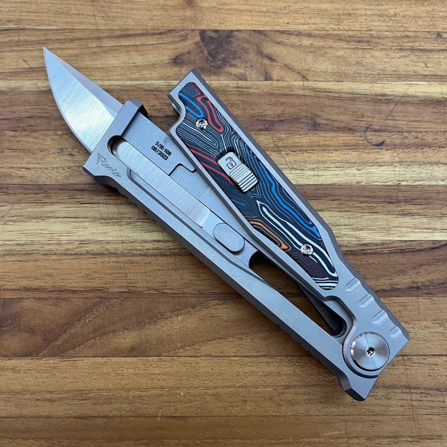 Reate EXO-M 3.25" Drop Point Gravity Knife w/ Multicolor Handle