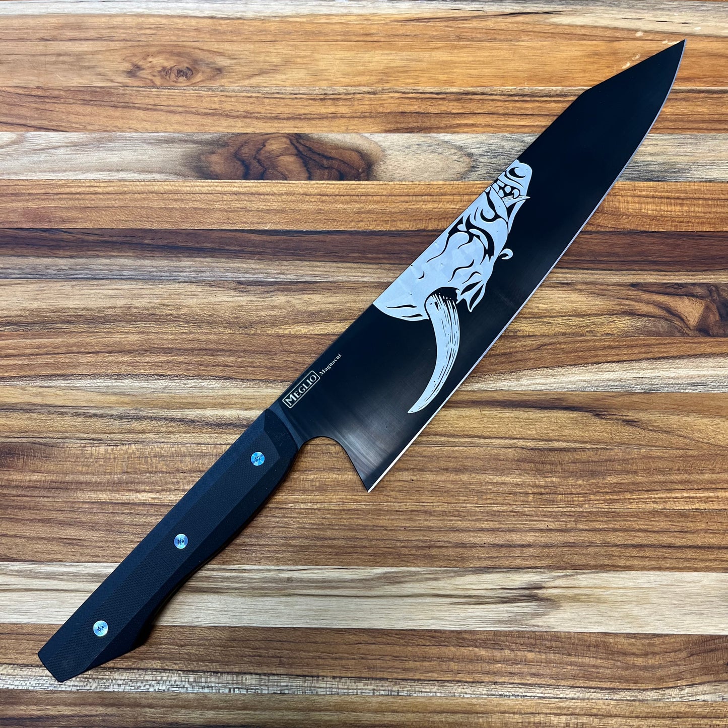 Meglio Production 10" DLC Kiritsuke 2.0 w/ Lasered Oni Yokai