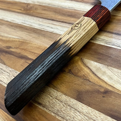 Messermeister *Limited Edition* Edward Lee Collaboration 8" Black Damascus Chef's Knife w/ K-Tip & Maker's Mark Bourbon Barrel Handle