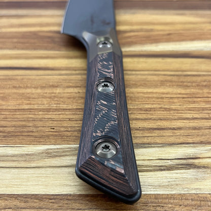 Microtech Signature Series Culinary 6" DLC Utility Knife w/ Bronze Titanium Bolster & Livewire Carbon Fiber Handle