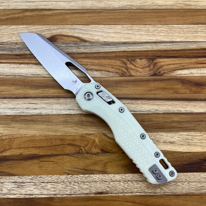 Microtech MSI S/E 3.85" Stonewash Folding Knife w/ RAM-LOK White & Tri-Grip Polymer Handle