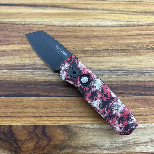 Pro-Tech Runt 5 2" Auto w/ DLC Reverse Tanto Blade & Crimson Tiger Camo Aluminum Handle