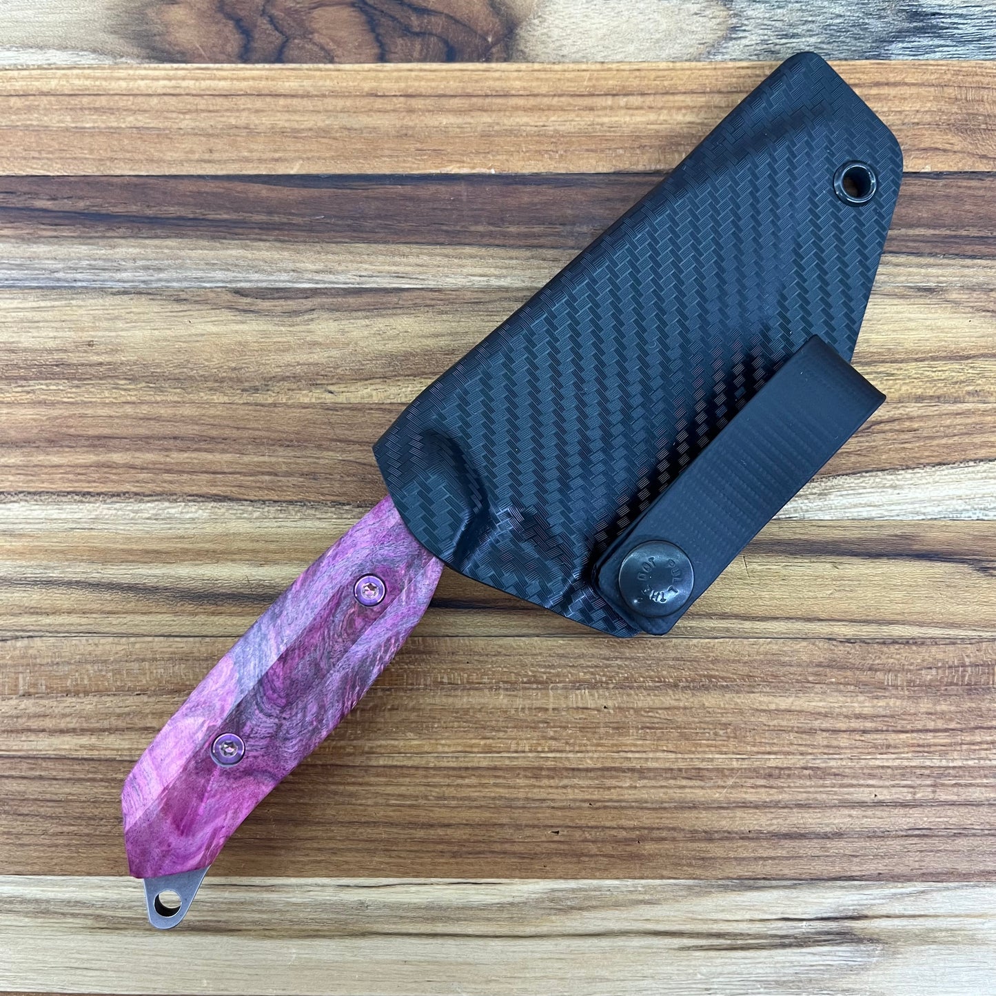 Meglio Blade Show Semi-Custom H-Series 4" Outdoor Kitchen Knife w/ Magenta Box Elder Handle