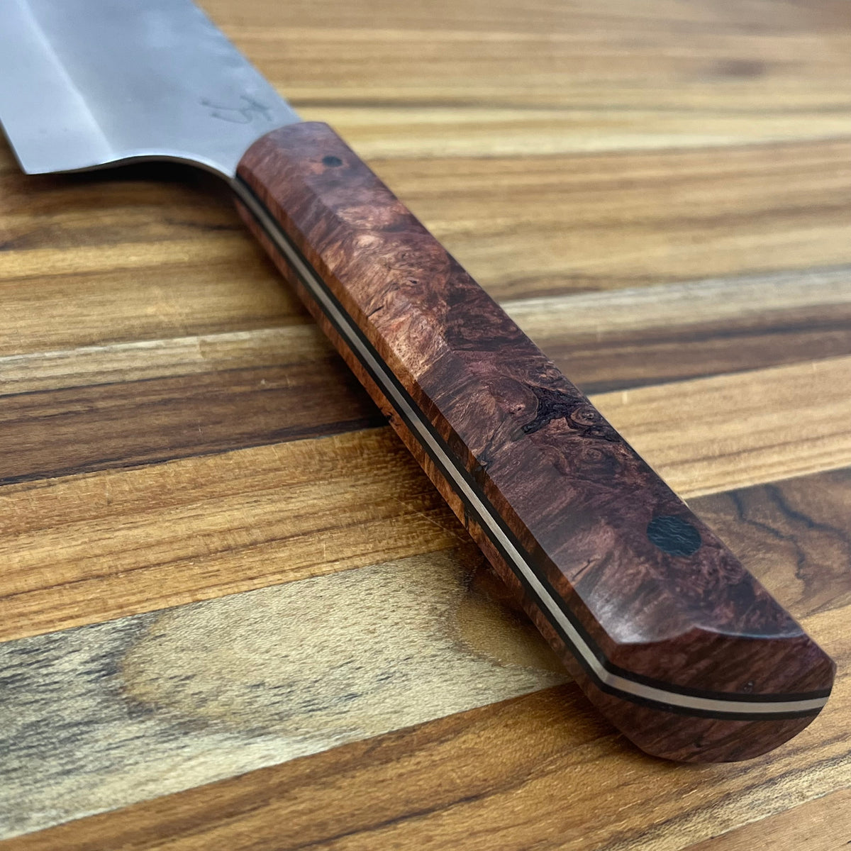 Running Man Forge Ready Series 240mm (9.5") Gyuto w/ Brown Maple Burl Handle