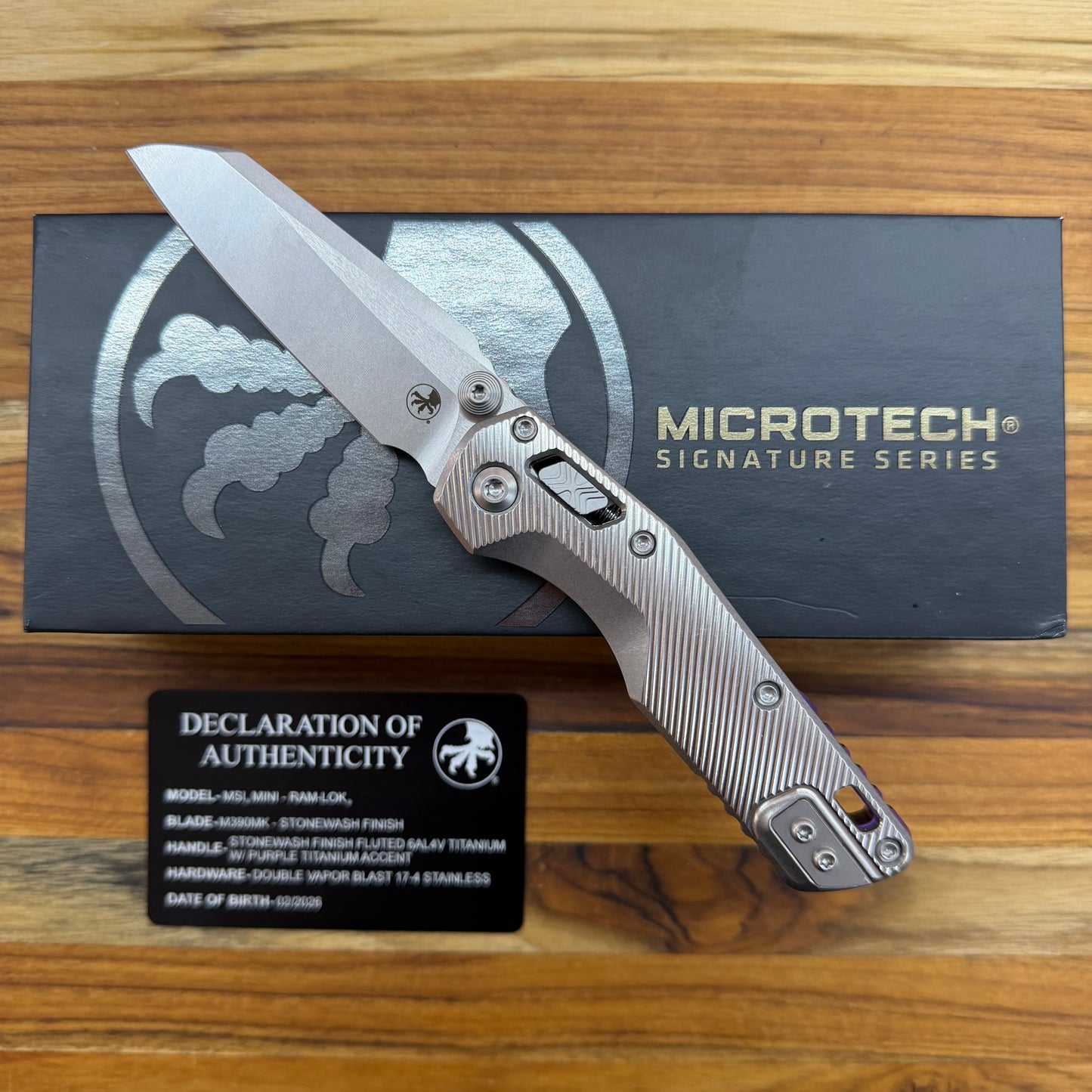 Microtech Marfione Select MSI Mini 3" Folding Knife w/ Fluted Titanium Handle