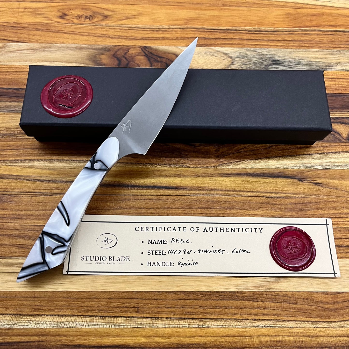 Studio Blade PFDC 4.25" 14C28N Steak Knife w/ Oyster Pearl Kirinite Handle