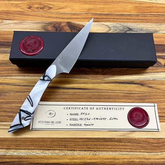 Studio Blade PFDC 4.25" 14C28N Steak Knife w/ Oyster Pearl Kirinite Handle