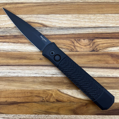 Pro-Tech Godfather SWAT 4" All Black Auto w/ Jigged Aluminum Handle