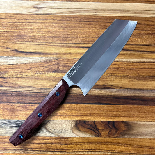 Meglio Semi-Custom 6" Satin Bunka w/ S-Grind & Purpleheart Handle