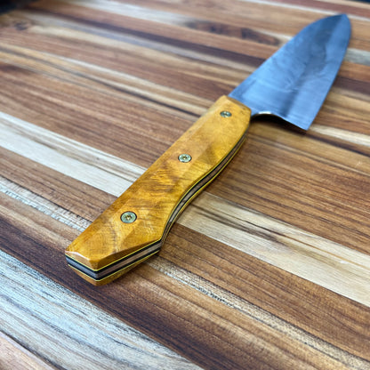 Meglio Semi-Custom 8" Satin Gyuto 2.0 w/ Yellow Feather & Primavera Handle