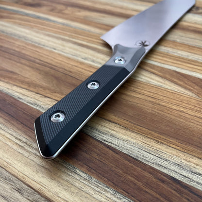 Microtech Culinary 8" Chef's Knife w/ Titanium Bolster & Black G10 Handle