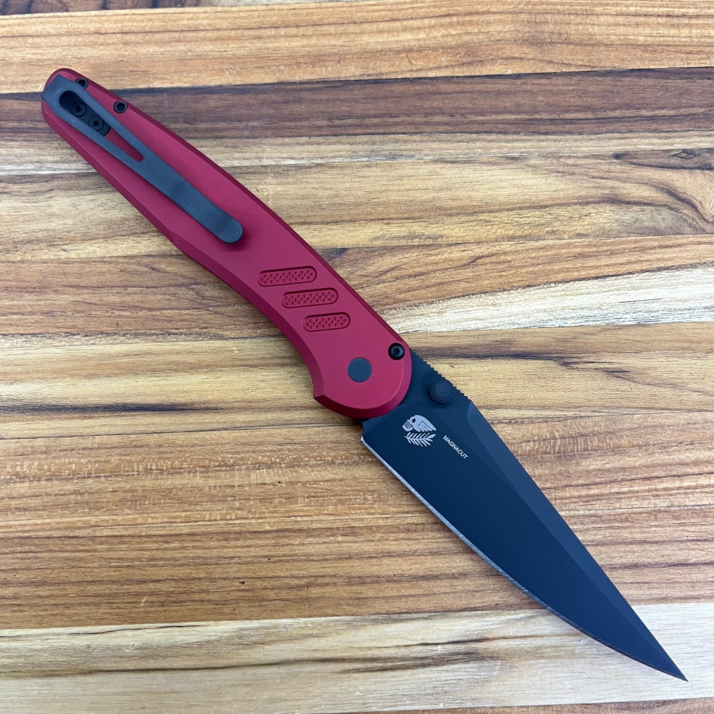 Pro-Tech Avalon 4" Folding Knife DLC Black w/ Knurled Red Aluminum Handle