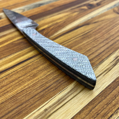 Studio Blade PFDC 4.25" Damasteel Steak Knife w/ Silver Twill Carbon Fiber