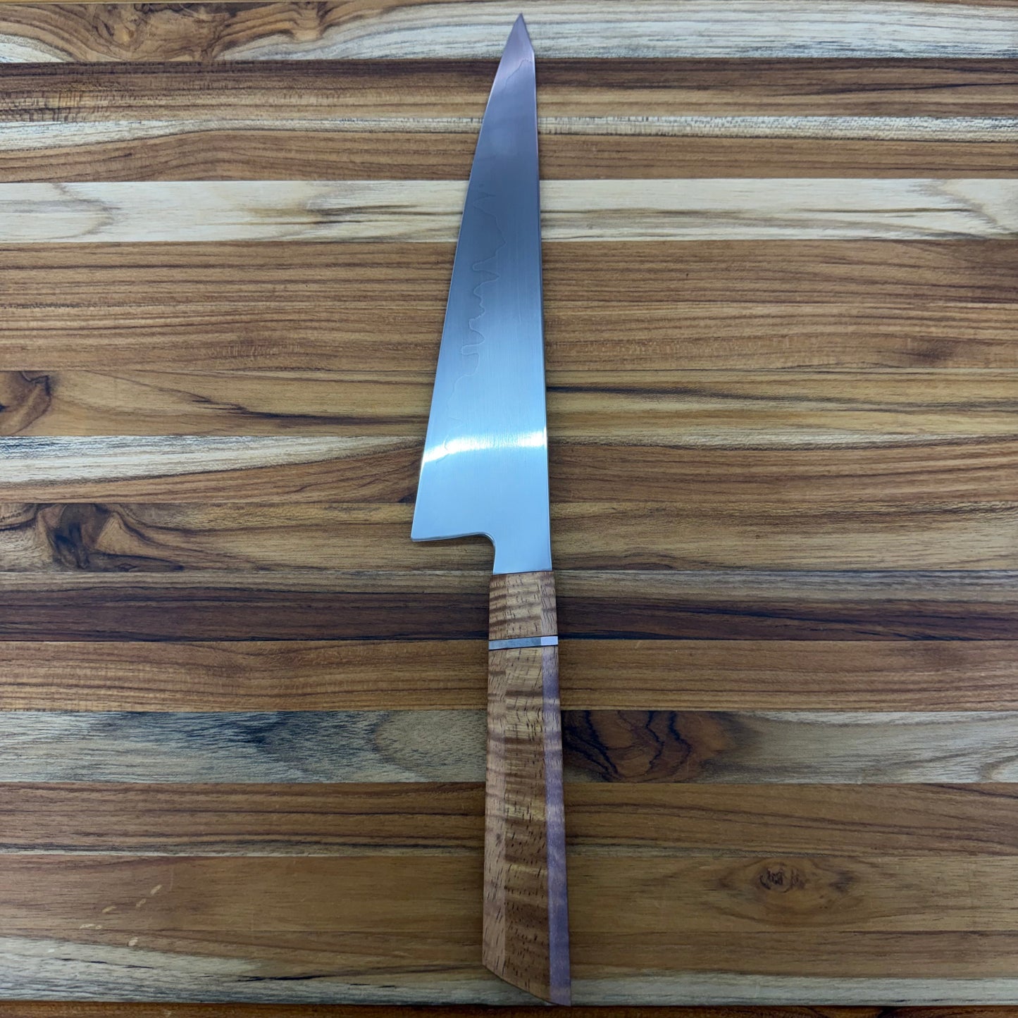 Enceladus Custom 210mm (8.25") K-Tip Gyuto w/ Stabilized Koa & Titanium Handle