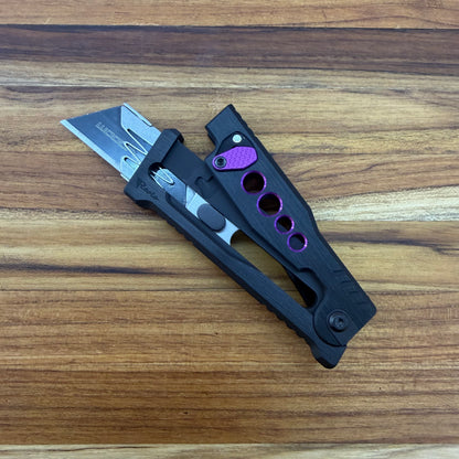 Reate Exo-U Gravity 2.5" Utility Knife w/ Black Handle & Purple Speedhole