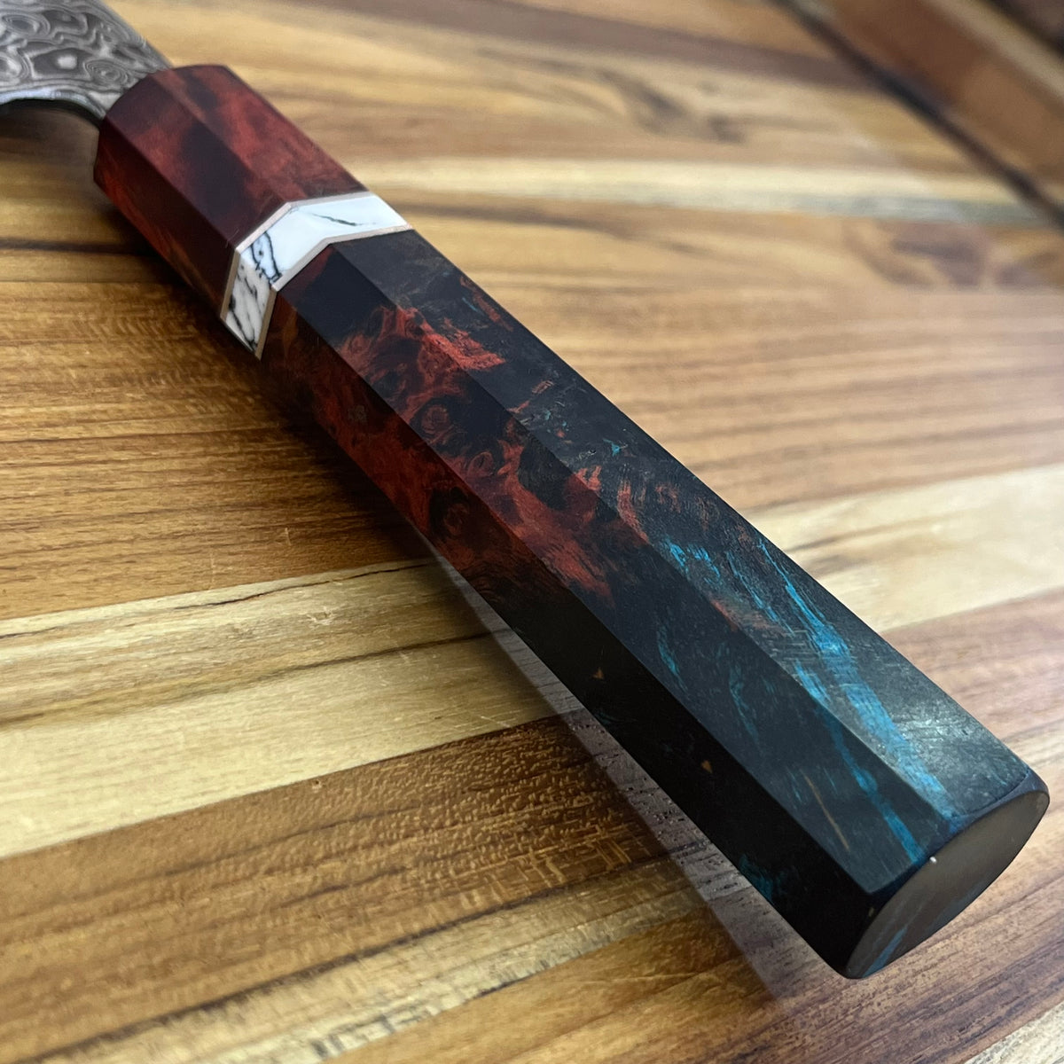 Burningsword Ironworks 190 (7.5") Garasuki w/ Damascus Blade & Birch Burl Handle
