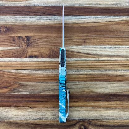Microtech Combat Troodon Gen III S/E 4" OTF w/ Turquoise/White Black Splatter Aluminum Handle