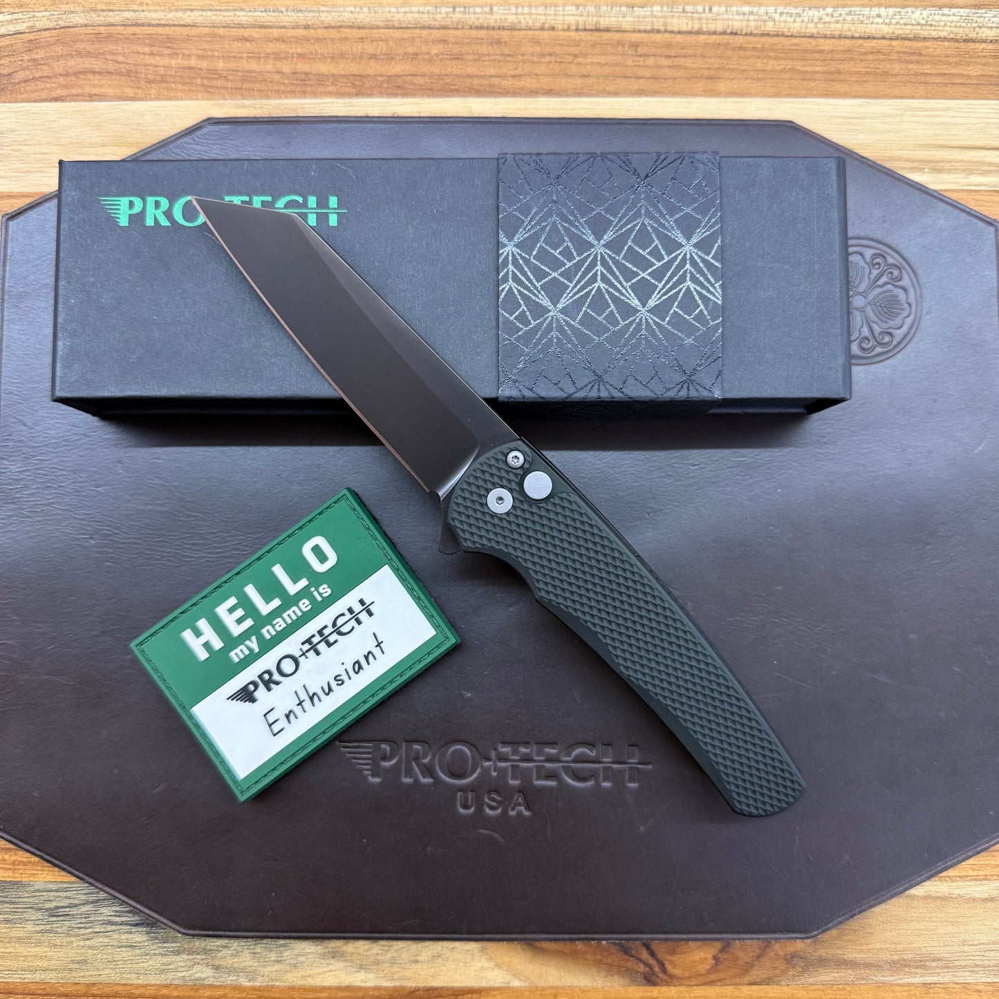 Pro-Tech Malibu 3.25" Flipping Knife w/ Smoke Grey DLC Blade and Textured Green Aluminum Handle