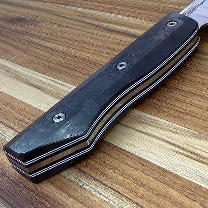 Meglio Blade Show Semi-Custom 6.5" Satin Kiritsuke w/ Black Dunes Carbon Fiber Handle