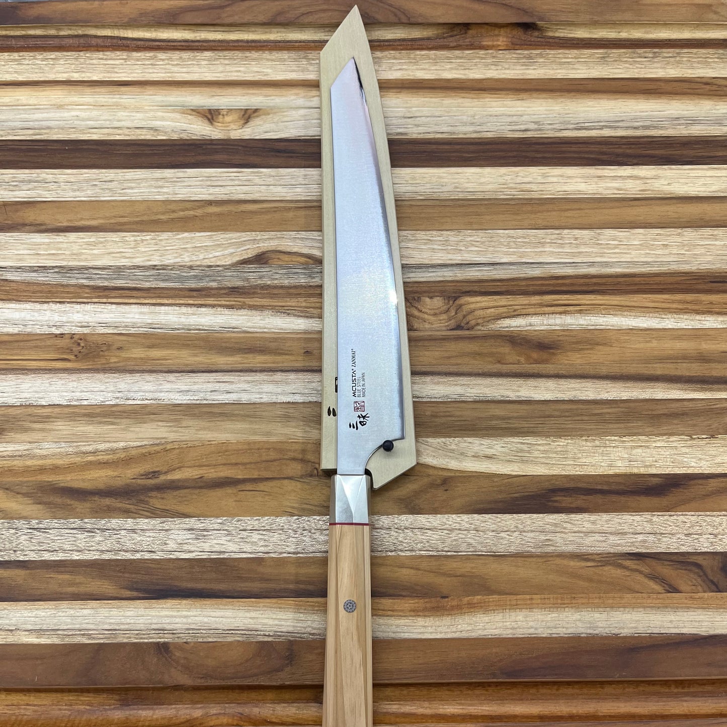 Mcusta Zanmai Beyond Blue 240mm (9.5") Natural Wood Sujihiki Saya w/ Pin