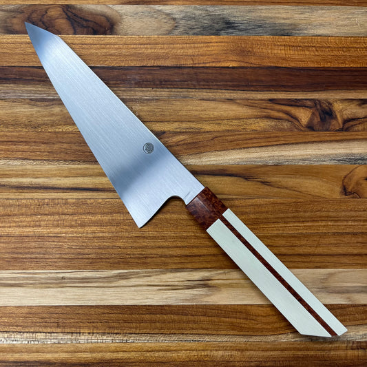 Enceladus 180mm (7") K-Tip Petty w/ Curly Narra & Ivory G10 Handle