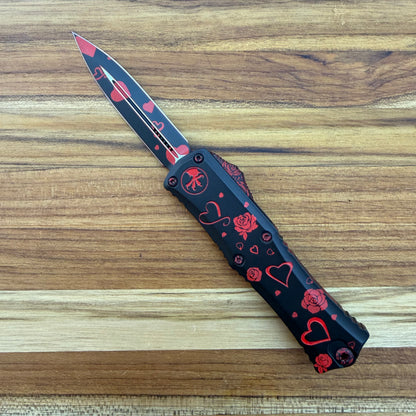 Microtech Hera II Mini D/E 3" OTF w/ Valentine's Day Aluminum Handle