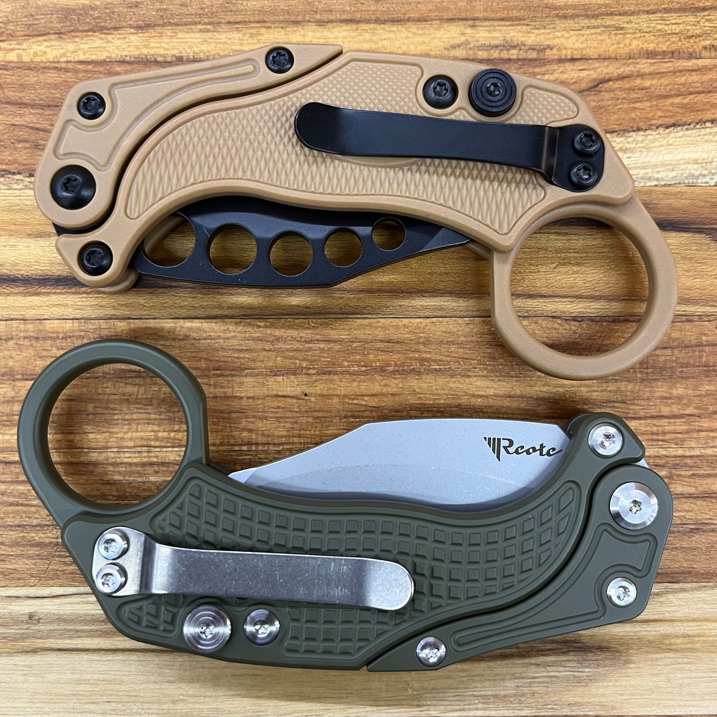 Reate EXO-K 3" Stonewash Green Gravity Karambit w/ Trainer Knife