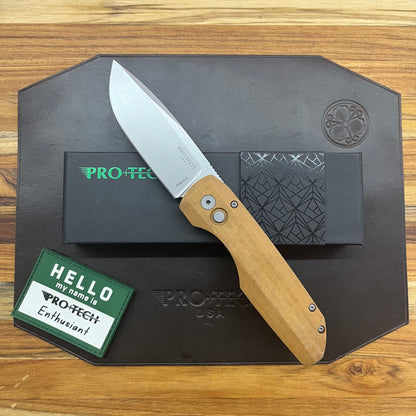 Pro-Tech Vero Synapse 3.5" Auto w/ Natural Linen Micarta & Black Aluminum Handle