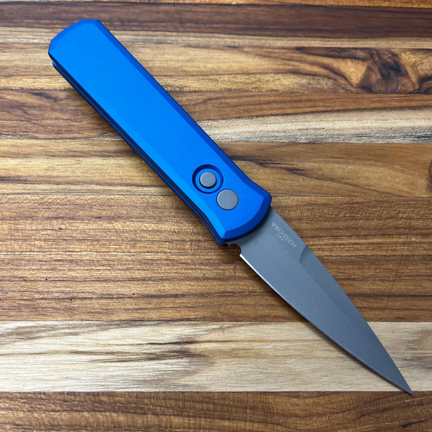 Pro-Tech Godson 3.15" Left-Handed Auto w/ Blue Aluminum Handle