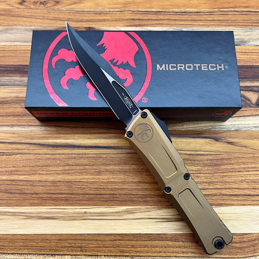 Microtech Combat Troodon Gen III Bowie 4" OTF w/ Tan Aluminum Handle