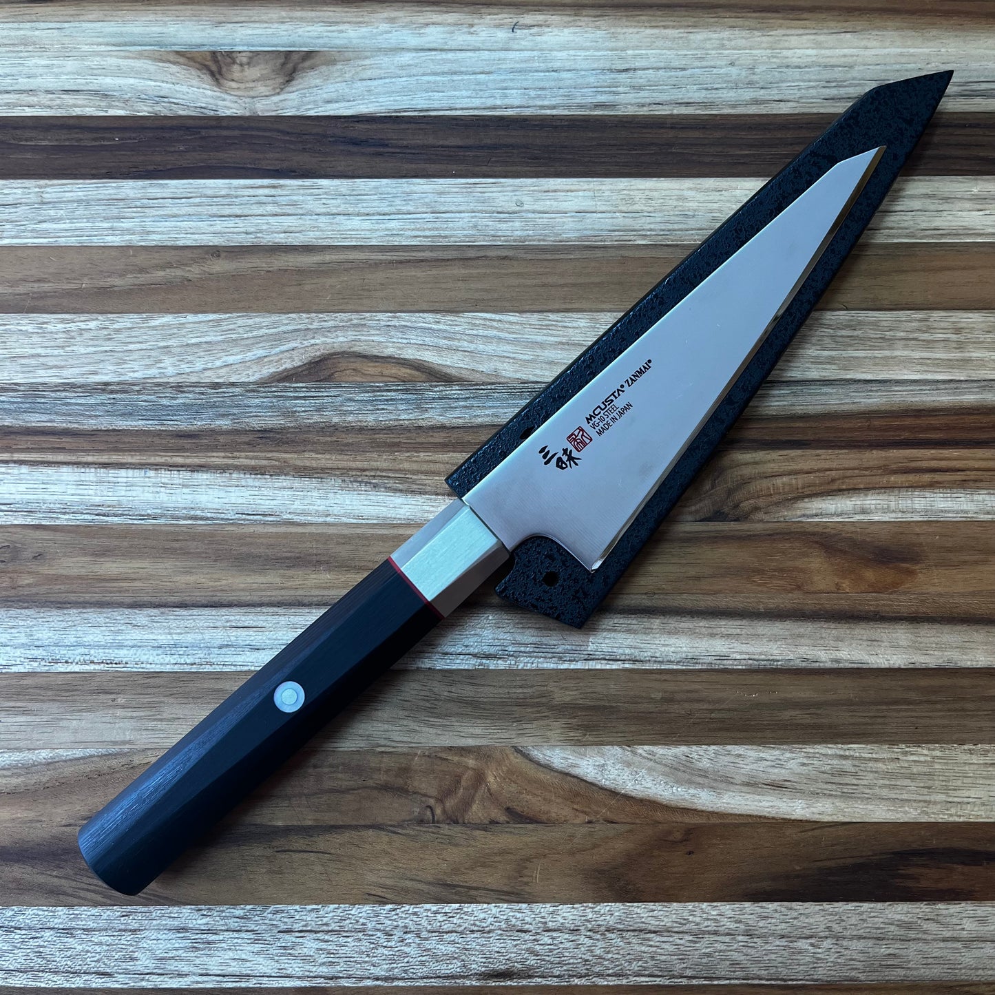 Mcusta Zanmai Black Lacquer 145mm (5.75") Boning Saya w/ Pin