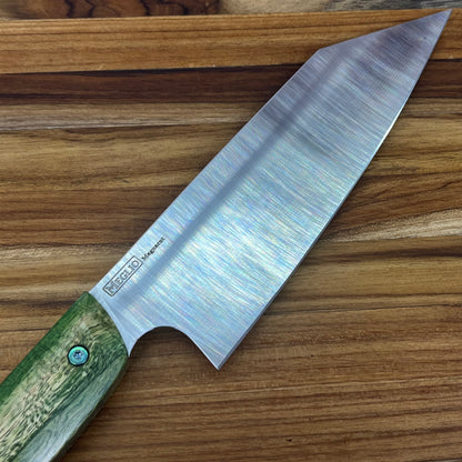 Meglio Blade Show Semi-Custom 6.5" Satin Kiritsuke w/ Green Primavera Handle