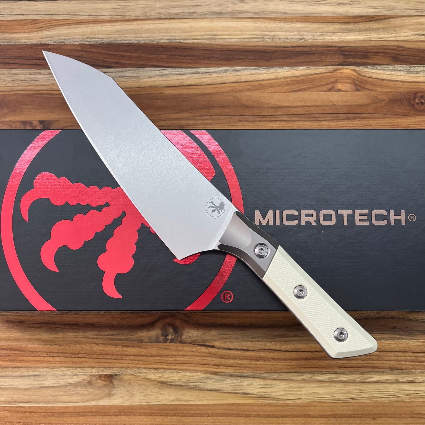 Microtech Culinary 8" Chef's Knife w/ Titanium Bolster & Ivory G10 Handle