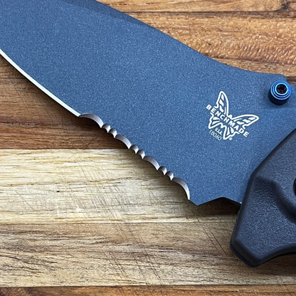 Benchmade Adira 3.5” Serrated Folding Knife w/ Tempest Gray Grivory Handle