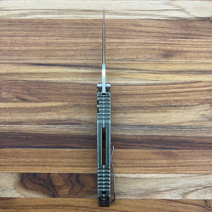 Pro-Tech TR-3 Integrity 3.5" Folding Knife w/ Green Battleworn Reptile Texture Aluminum Handle