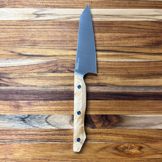 Meglio Semi-Custom 5.25" Satin Petty w/ Fiddleback Exhibition-Grade Box Elder Handle