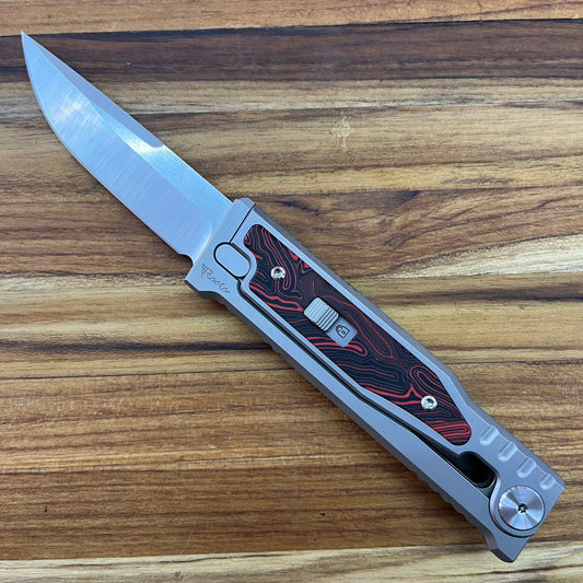 Reate EXO-M 3.25" Drop Point Gravity Knife w/ Red & Black Handle